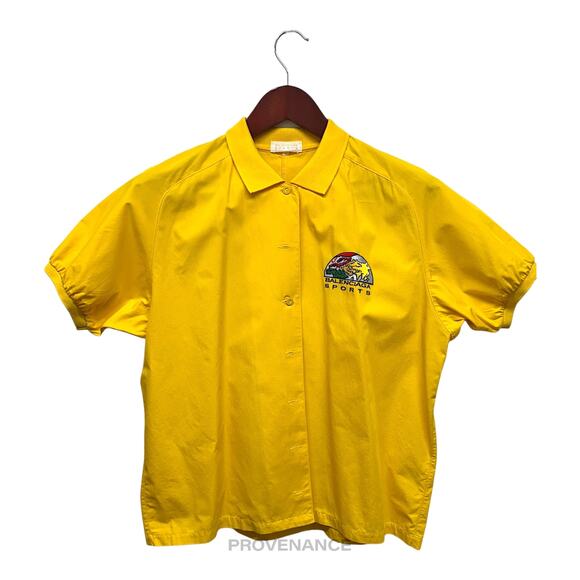 🔴 Balenciaga Sports Embroidered Bowling Shirt - Yellow M - Picture 1 of 12